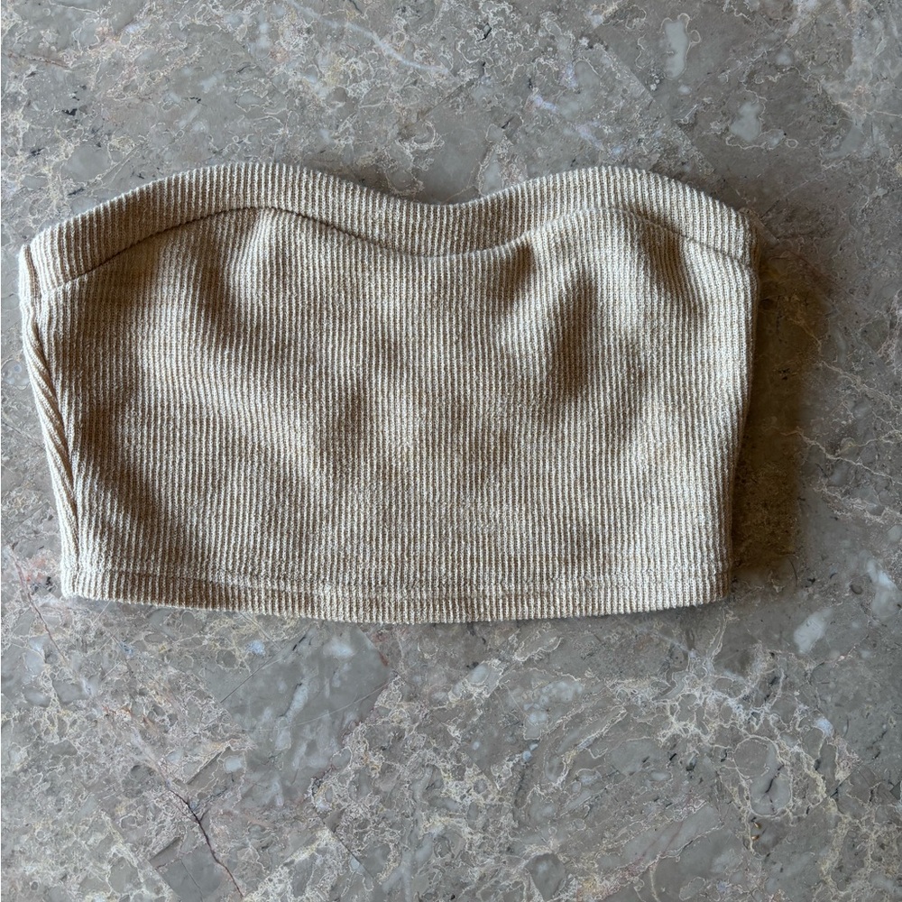 SHEIN Tan Ribbed Knit Top